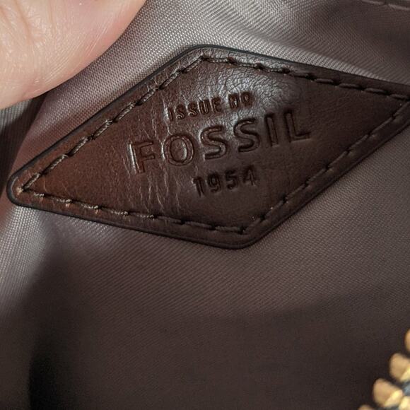 Fossil Black Gold Leather Zip Top Crossbody Bag - Picture 7 of 12